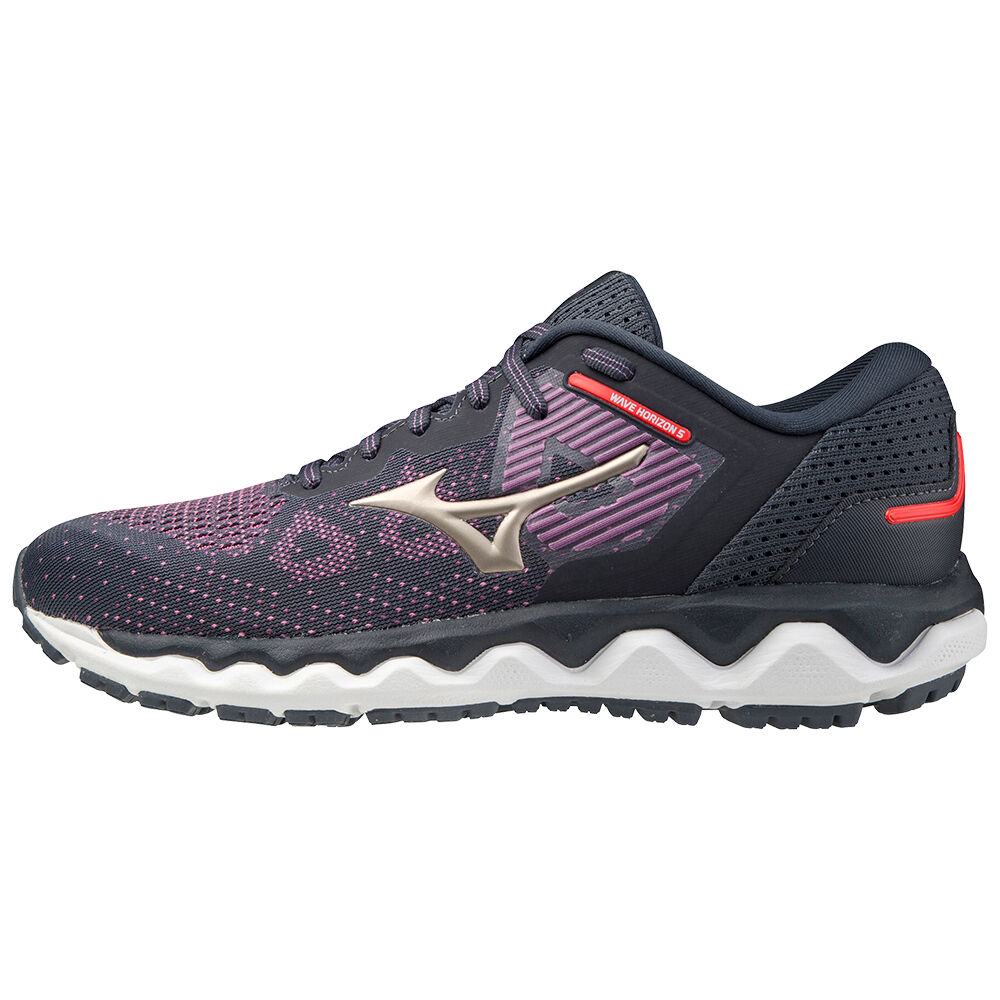 Mizuno Wave Horizon 5 - Bayan Koşu Ayakkabısı - Lacivert/Mor/Altın Türkiye (GZCFUD-480)